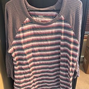 3/4 length sleeve t-shirt purple stripes Sonoma